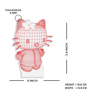3D Illusion Hello Kitty Led Night Lamp with multicolored Light Best Gift for Children Girls Gift for Cartoon Lover